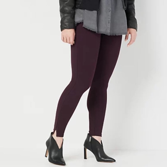 Spanx Ponte Ankle Legging Shapewear Contoured Waistband Burgundy Brandywine Sz L - Picture 14 of 14